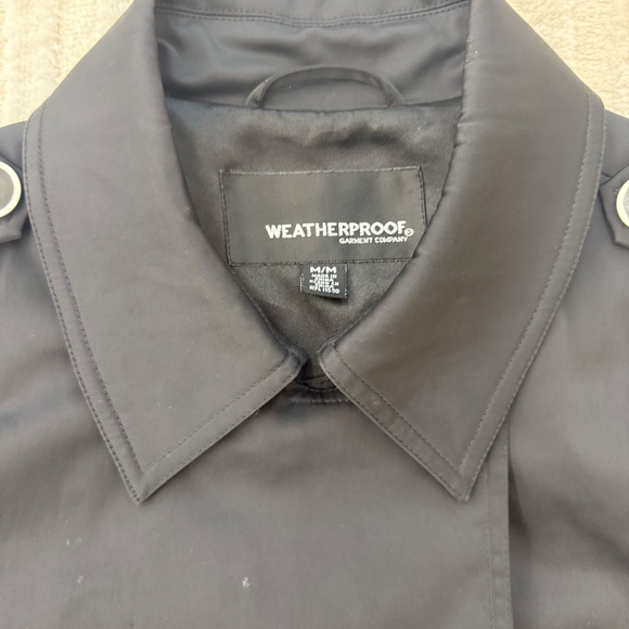 Weatherproof Garment Company Black Double Breasted Trench Rain Coat Size Medium - Picture 2 of 7